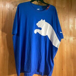 NEW! PUMA OVERSIZED LOGO Large L Lrg Men's Graphic Print T-Shirt Tee Shirt Blue